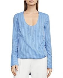 BCBGMAXAZRIA Ginevra Striped Faux-Wrap Top at Bloomingdales